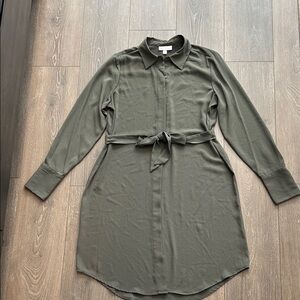 Olive Green Long Sleeve Shirt Dress | Size Medium | New without tags